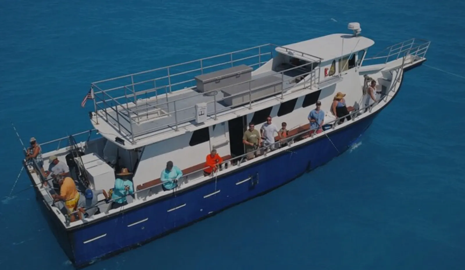 Aerial view of Gulfstream IV party boat fishing in Key West Florida