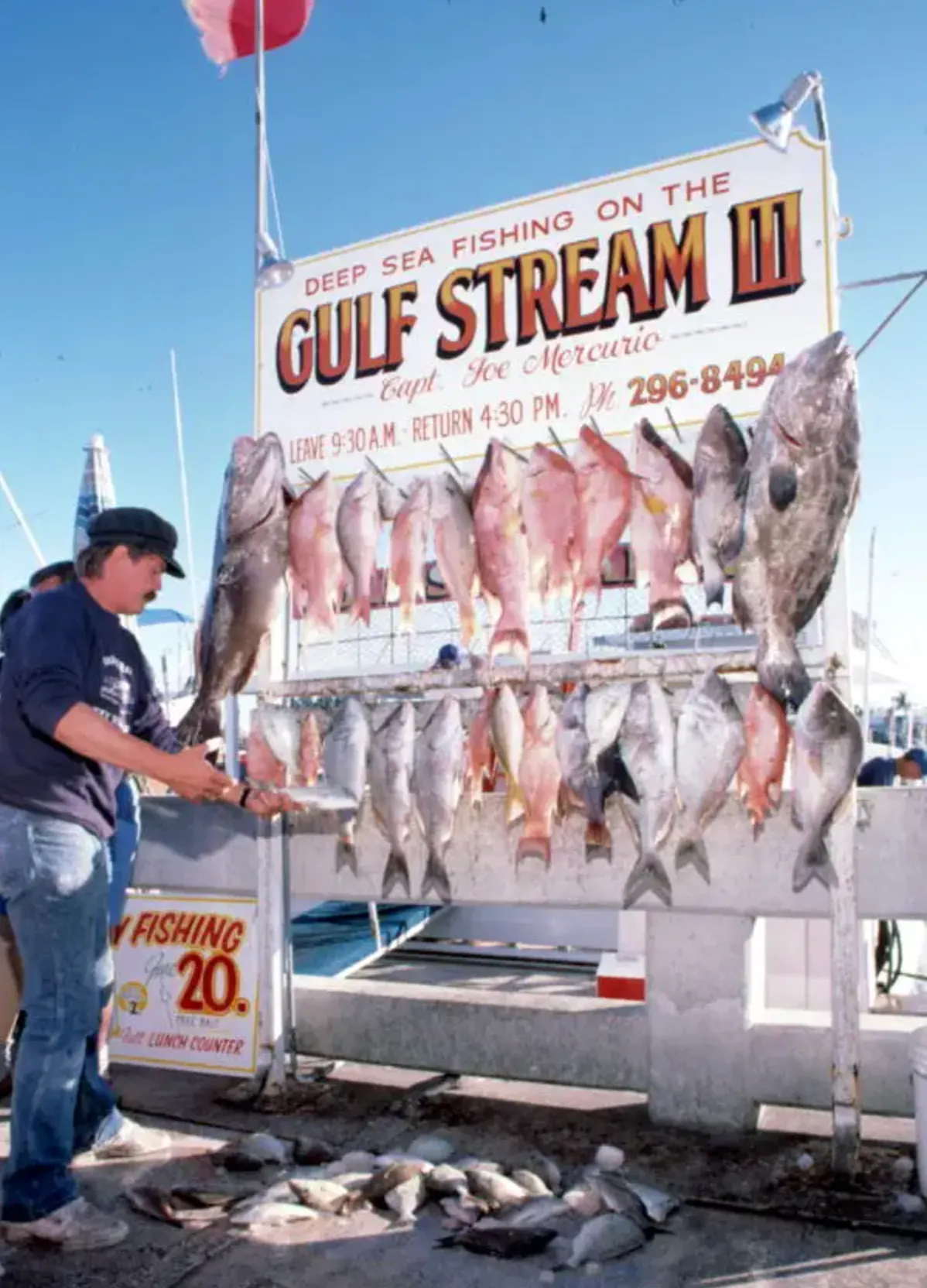 Walter Kirchner with fresh catch at Gulfstream III dock Key West Florida